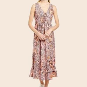 Madewell Lace-Up Ruffle-Hem Midi Dress in Bali Blooms Size 4